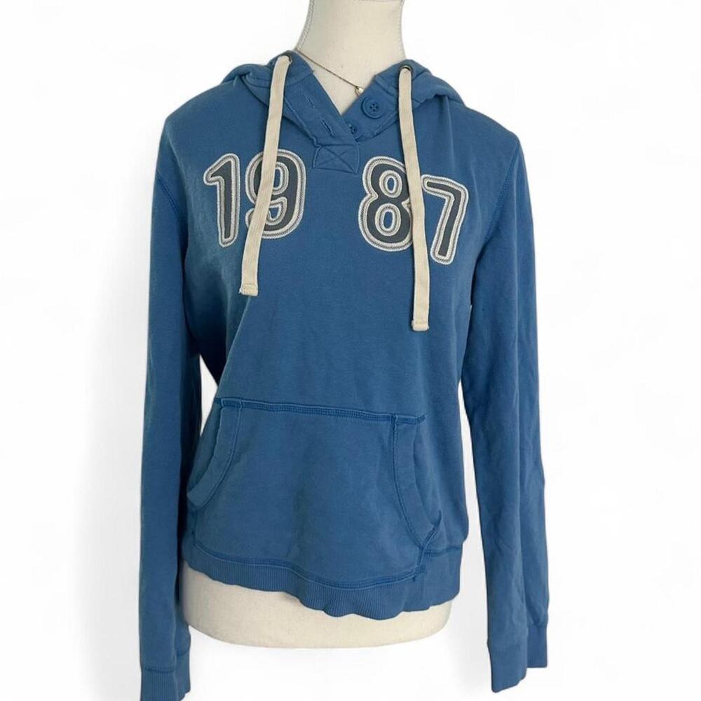 Blue Aeropostale Vintage “1987” Embroidered Patch Y2K Casual Comfy Hoodie Size L